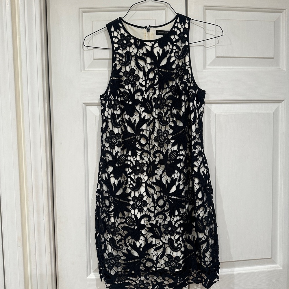 Banana Republic Black Floral Lace Mini Dress